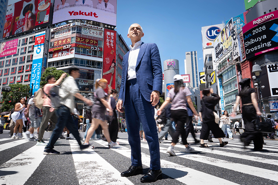 Mayor of London Sadiq Khan at the Shibuya Crossing, the busiest pedestrian intersection in the world, in central Tokyo during the fourth day of his five day trade mission to the far east.